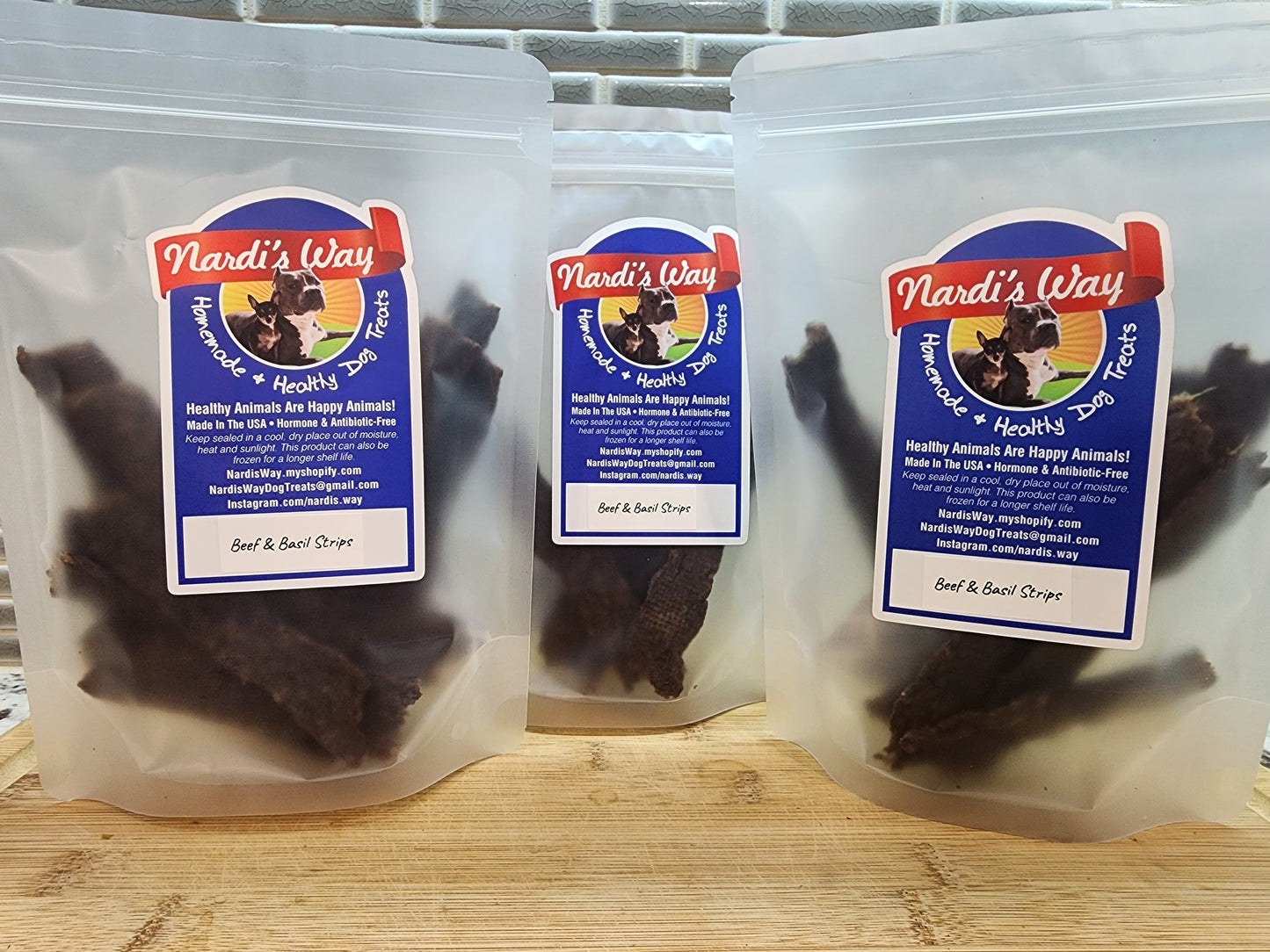 Beef strips with Organic Basil